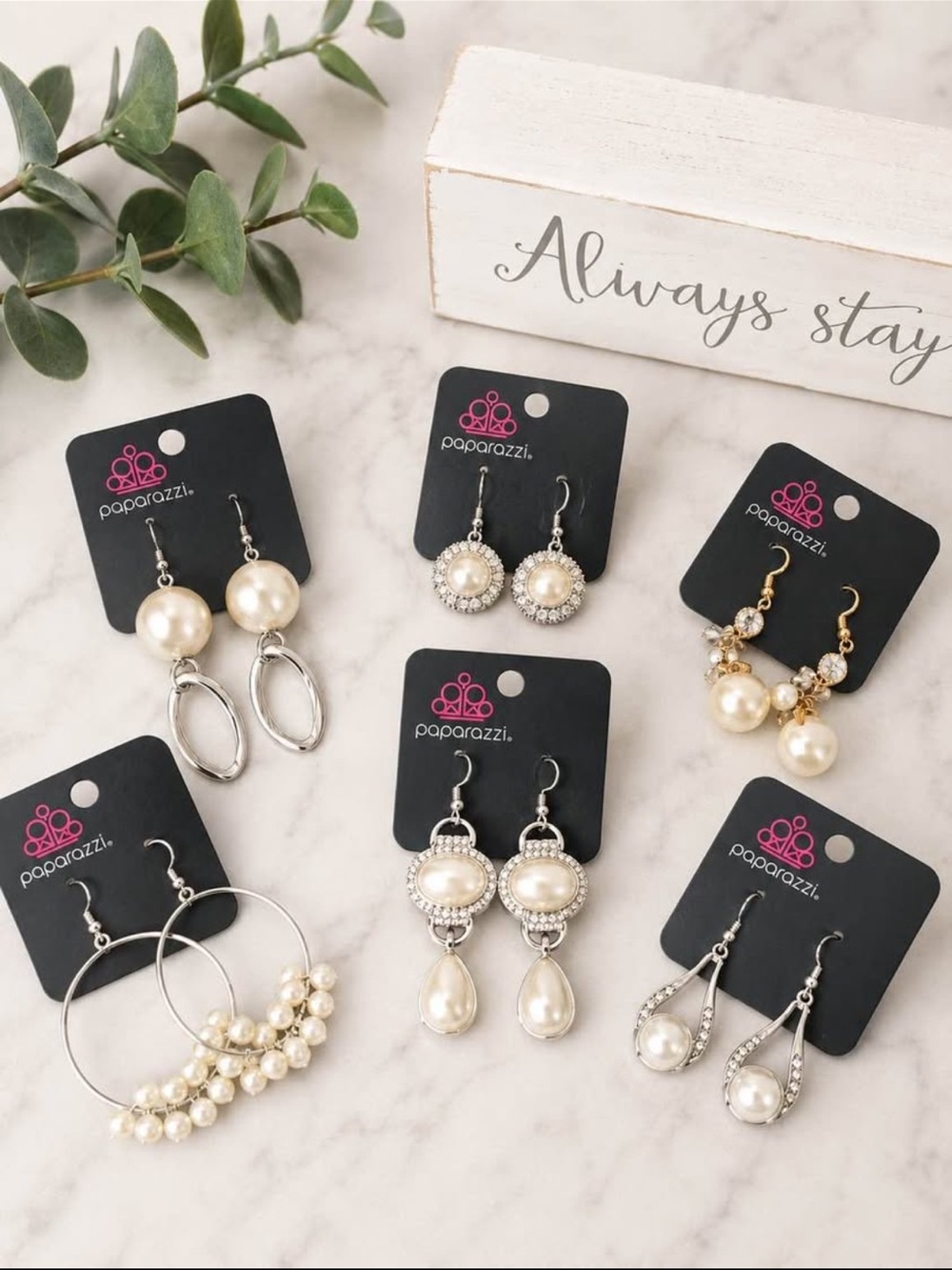 Paparazzi Pearl Drop Earrings - Cream Pearlescent Finish